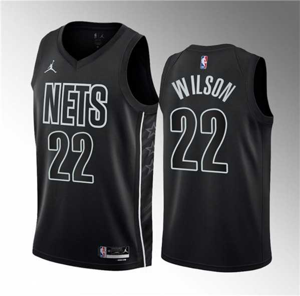Men%27s Brooklyn Nets #22 Jalen Wilson Black 2023 Draft Statement Edition Stitched Basketball Jersey Dzhi